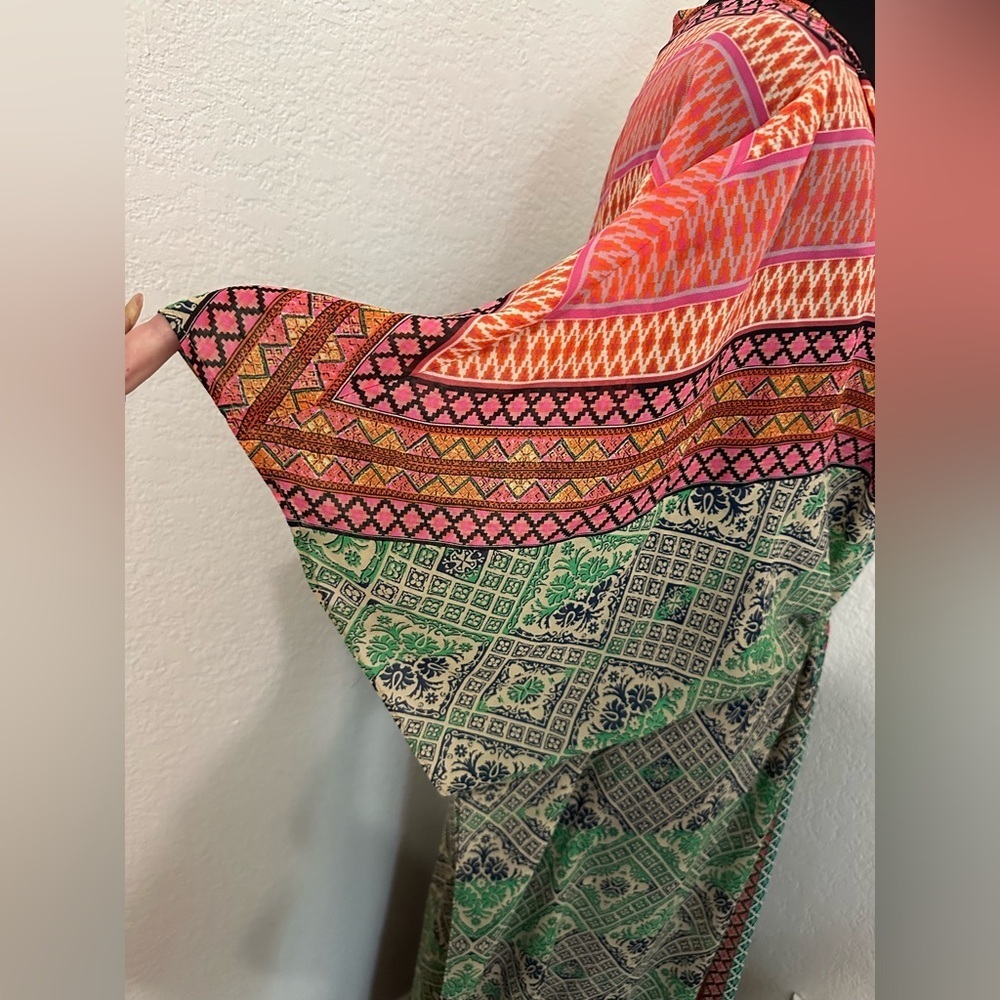 Anthropologie Vanessa Virginia Chama Kaftan Maxi Dress. In Pink and Green - Sz S - Picture 8 of 10